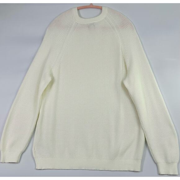 J.Crew Ivory Cotton Knit Gold Button Shoulder Crew Neck Sweater Women’s Size 2X - Picture 6 of 11